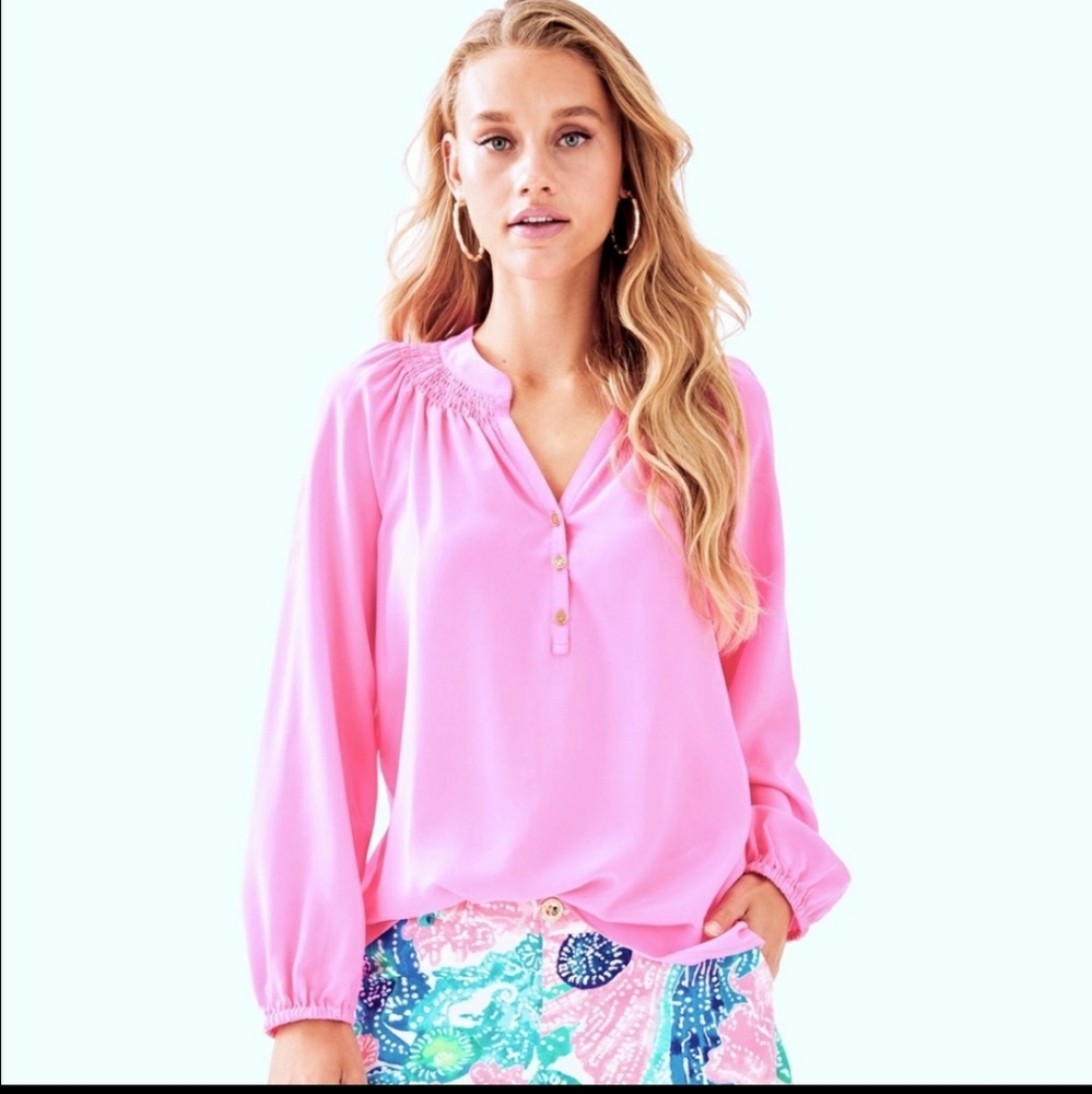 Lilly Pulitzer 100% Silk Elsa Soiree Lilac Blouse